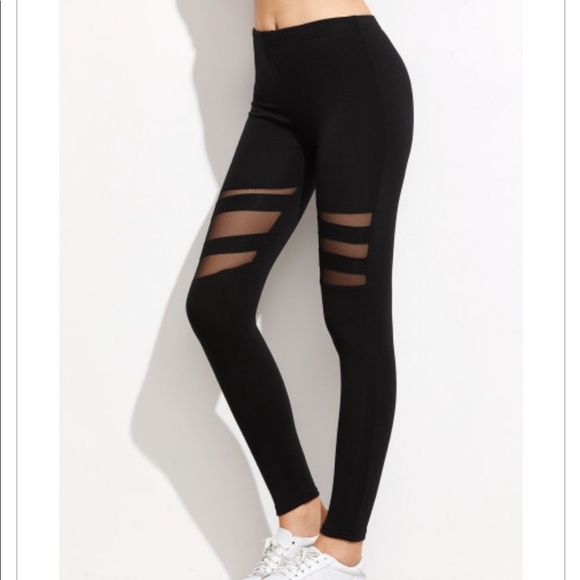 BLACK MESH INSERT LEGGING- Legging - Picture 4 of 5